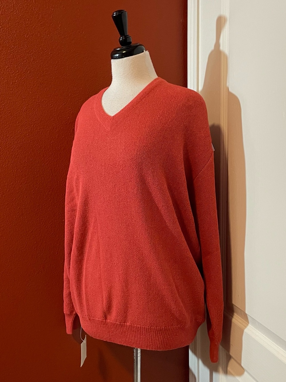 Andean Men’s NWT Superfine 100% Alpaca Coral V Neck LinkLinks Breathable Sweater